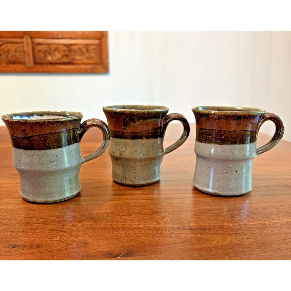 3 Studio Art Pottery Stoneware Mug Hand Thrown Cup - Picture 3 of 9